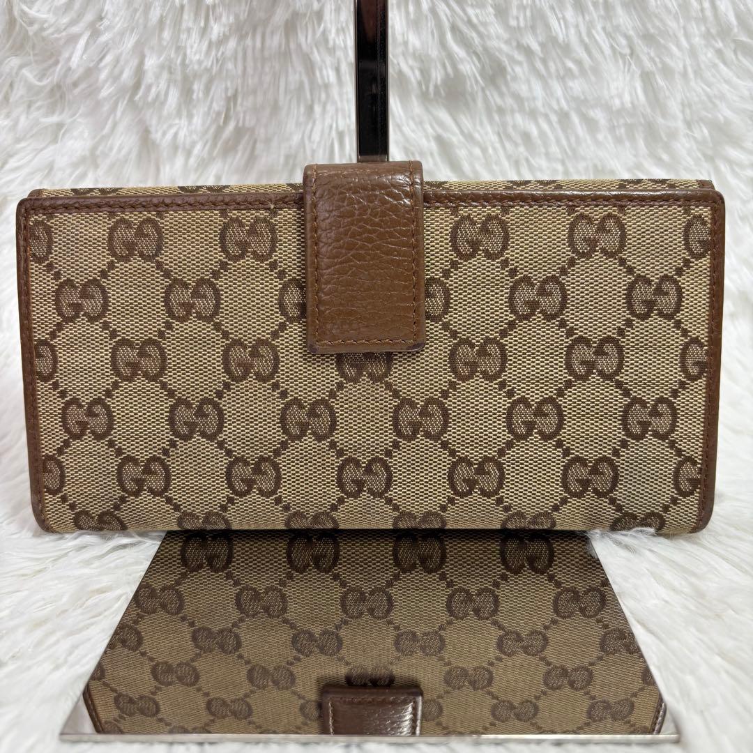 ✨美品✨ グッチ 長財布 GGキャンバス 二つ折り フラップ シボ