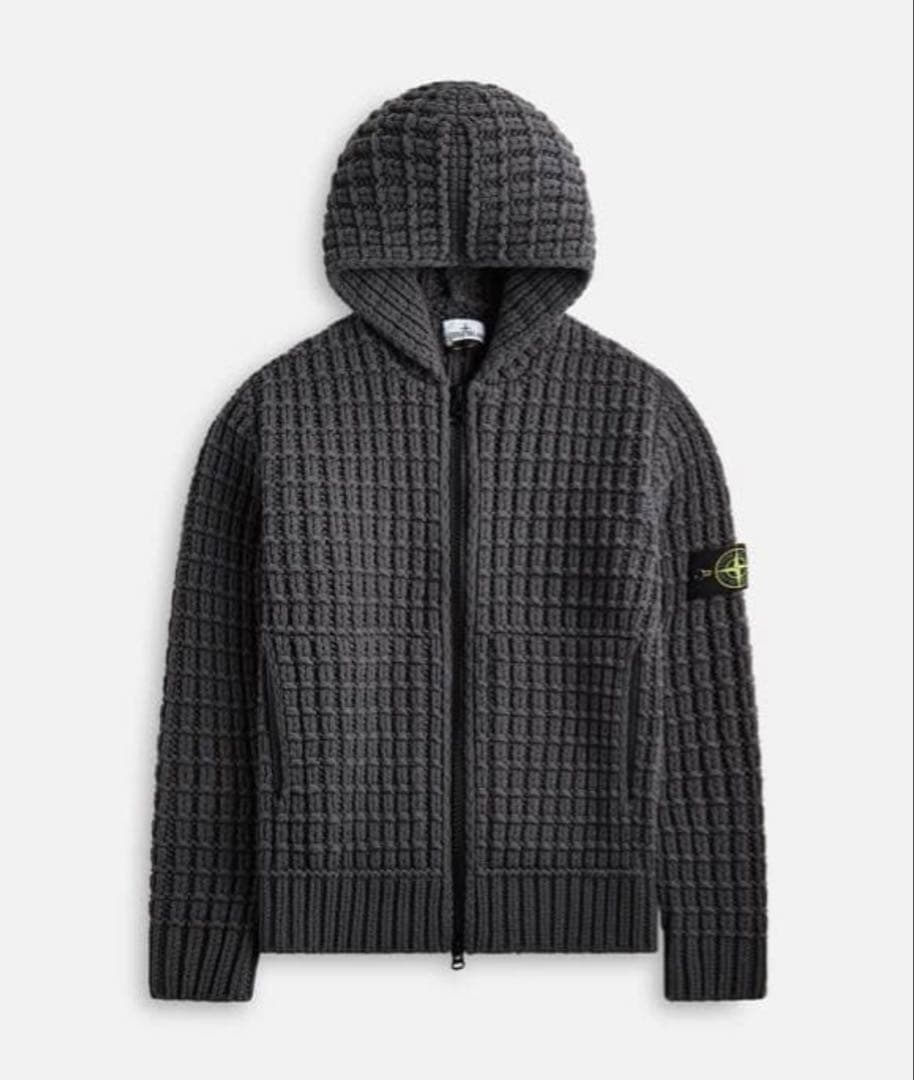 ぽろぽろStone  Zip Knit Hoodie 新品タグ stone island reversible Zip hoodie 6715578d1 wool men black y2k