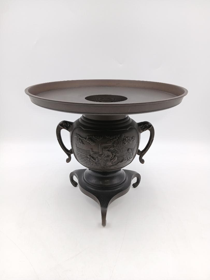 花器 薄端 唐金製 三つ足 華道具 - 唐金製 薄端 花器 花入 三つ足 花器