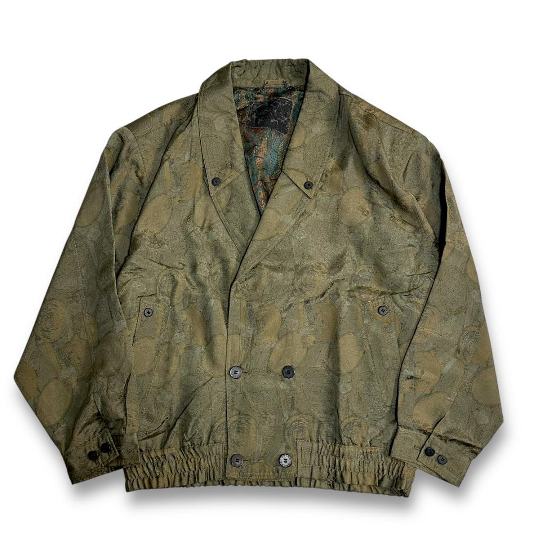 希少【VINTAGE】80s 90s 総柄 ジャガードデザイン ダブルジャケット 古着 80s Gamehide ダックハンター カモ 迷彩 防寒 防水 パデッド