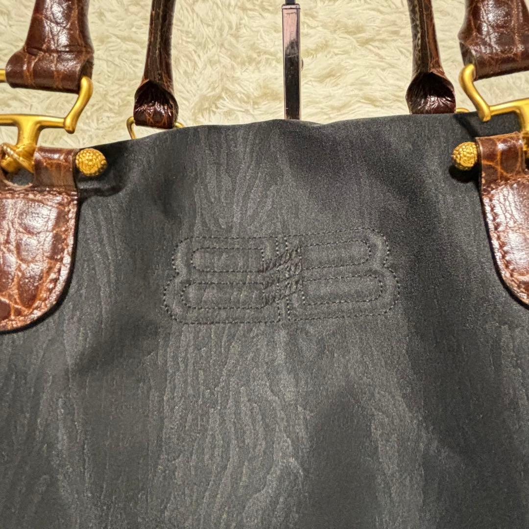 バレンシアガ ボストンバッグ ライセンス 2way クロコ型押し ナイロン