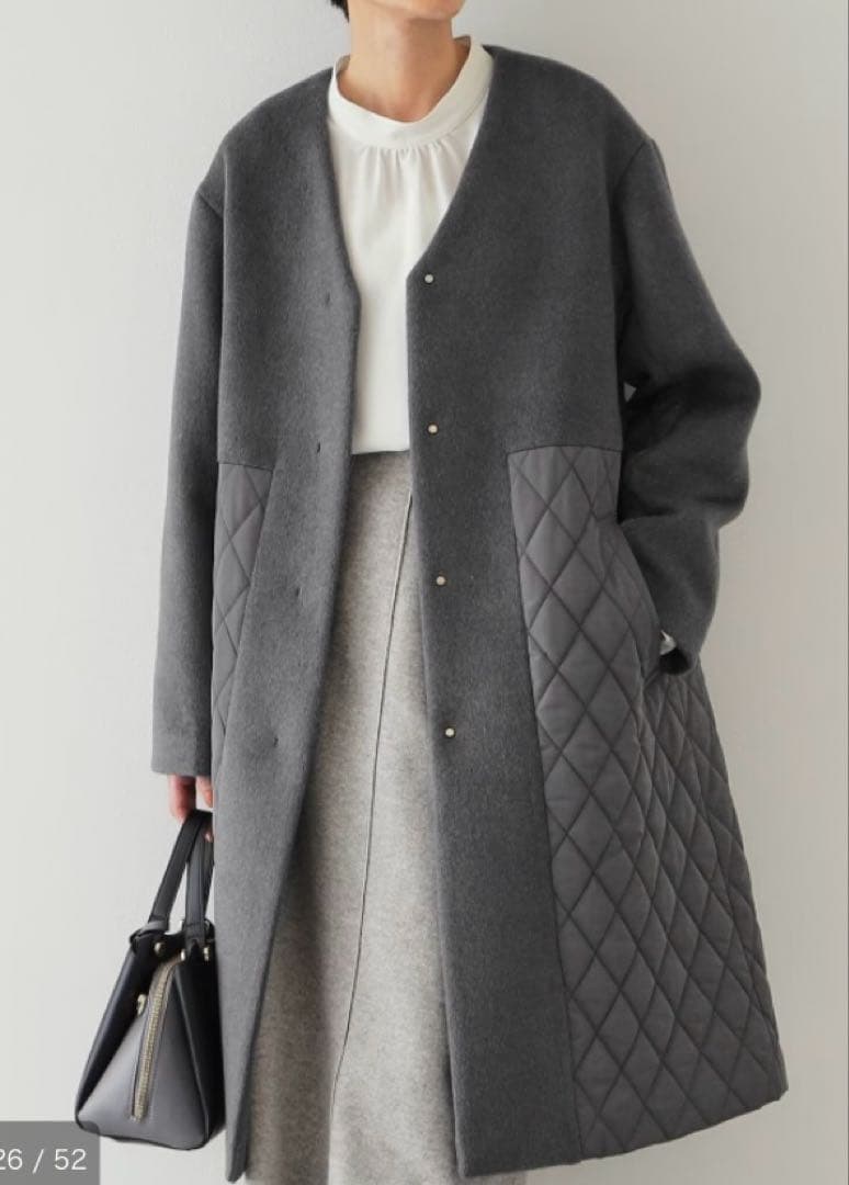 最終価格！新品オペークドットクリップ　ウールカシミヤブレンド キルティングコート OPAQUE.CLIP（オペークドットクリップ）の「◇≪S-LLsize≫ ウール