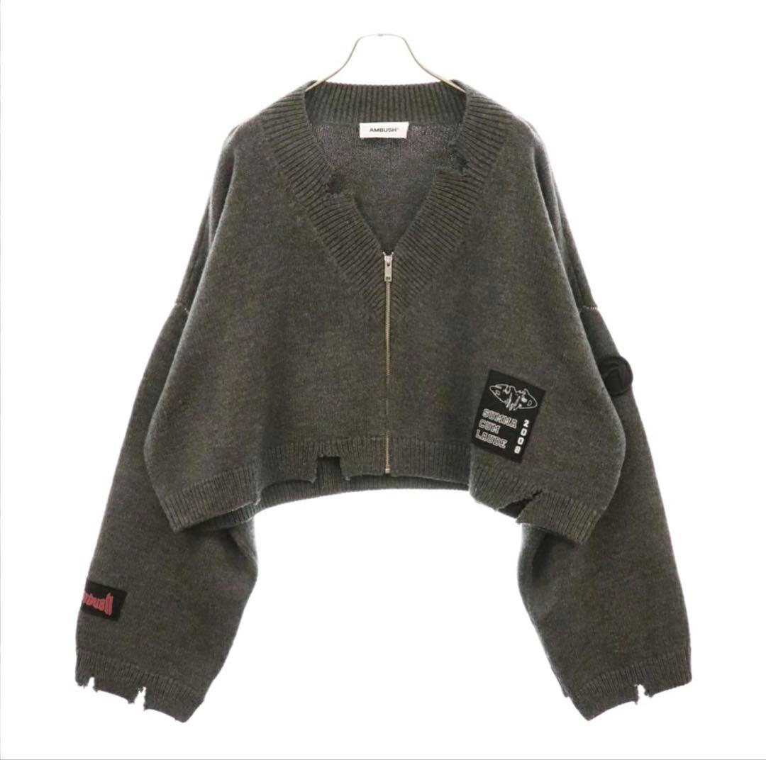 AMBUSH アンブッシュ 23AWニットジップカーディガン グレー - メルカリ