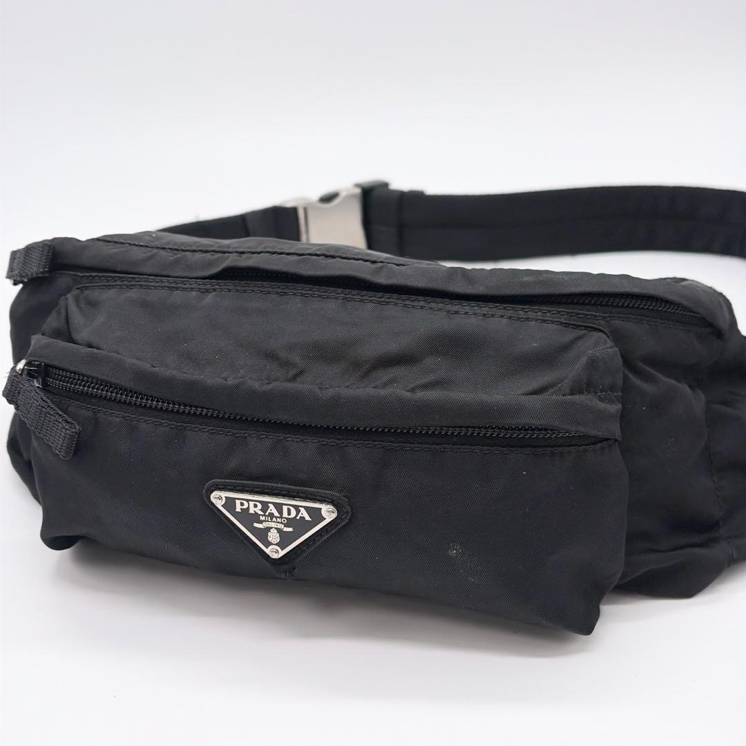 PRADA プラダ ウエストバック ボディバック 三角ロゴ ブラック - メルカリ