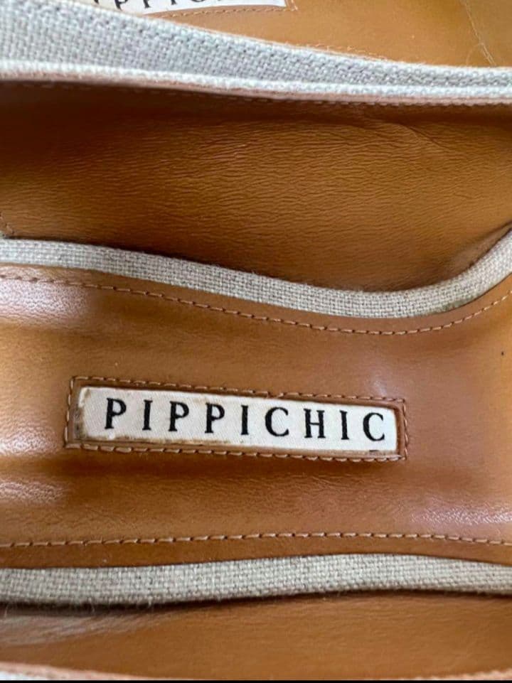 PIPPICHIC グレー ビジュー付きフラットシューズ 38 - メルカリ