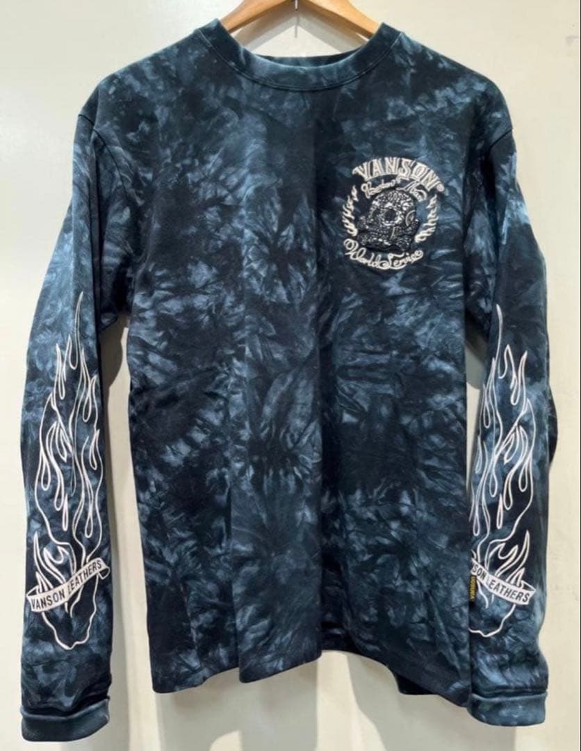 新品バンソンvanson✖️スカル✖️ インパクトvansonロゴ✖️むら染 XL
