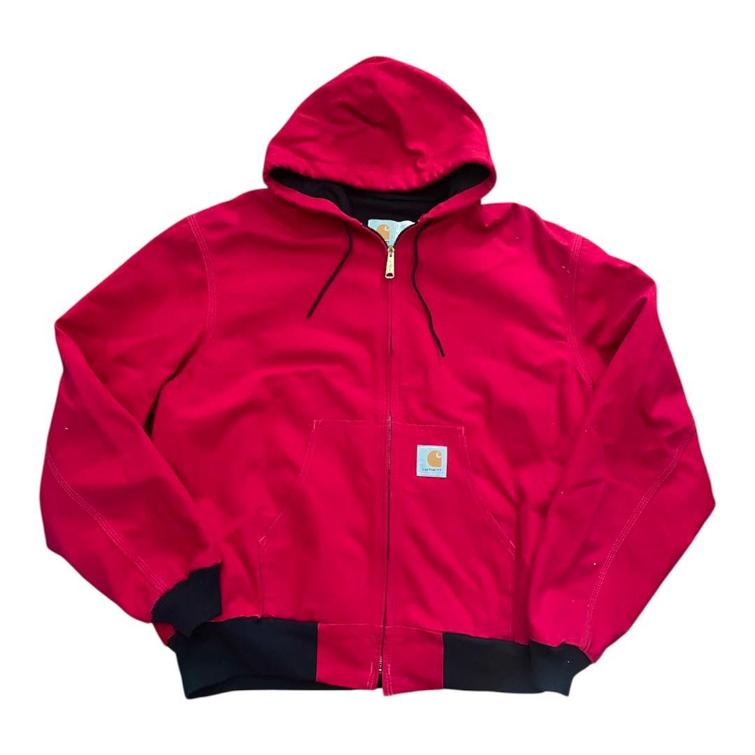 90s Carhartt カーハート アクティブジャケット RED USA XL 90年代 Carhatt カーハート ワンポイントロゴ ダック地 アクティブ