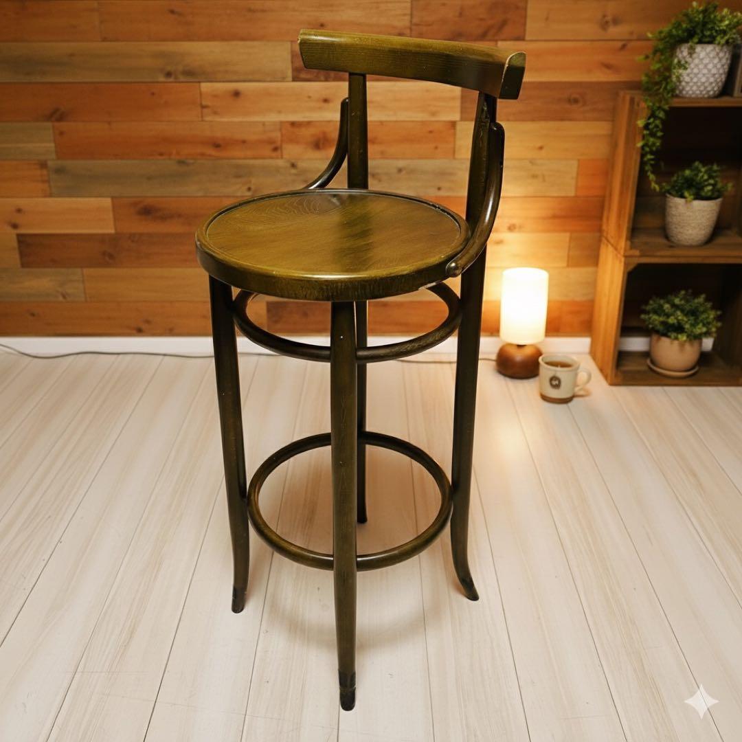 【秋田木工】　ベントウッドチェアー　曲木　ハイチェア 秋田木工 ベントウッド ロッキングチェア 曲木 籐編み 安寧椅子 中古