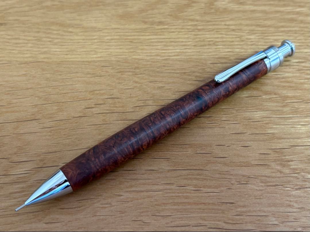 工房楔　花梨こぶ　上杢　固定式口金付き 0.5mmペンシル楔 花梨紅白（こぶ杢）15【真鍮パイプ】 | 工房 楔（せつ）