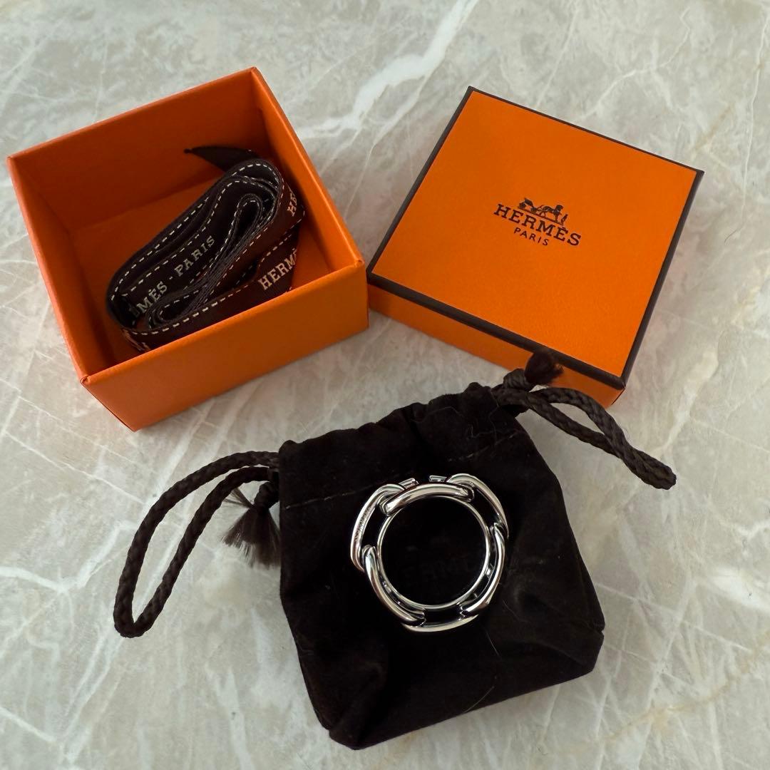エルメス　HERMES スカーフリング　シェーヌダンクル　シルバー　レガート HERMES エルメス スカーフリング カレ90用 レガート(レガット