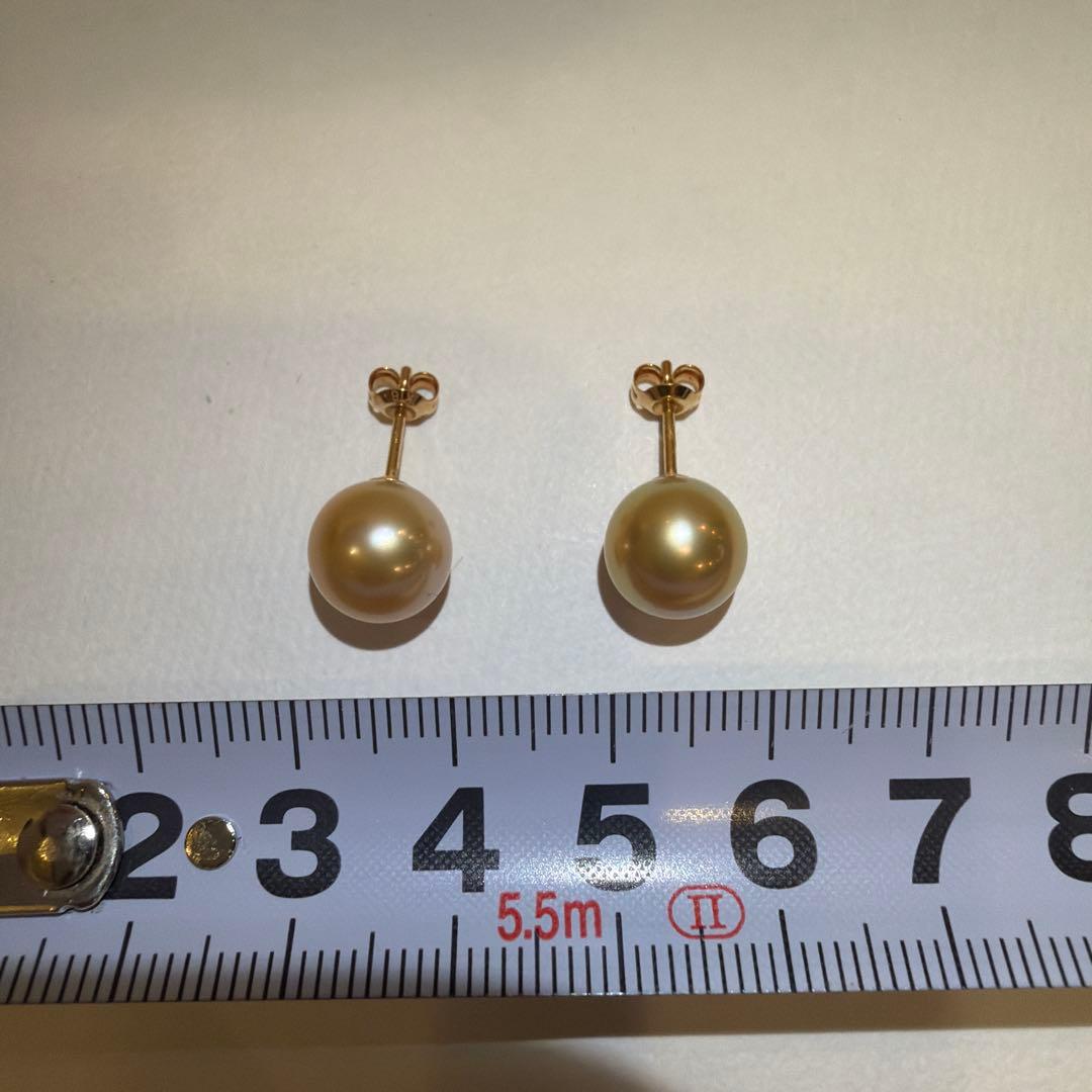 真珠ピアス 9.5mm シャンパンゴールド 18K