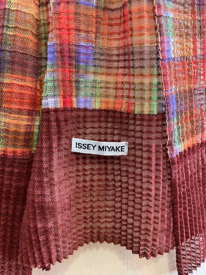 ISSEY MIYAKE チェック柄メッシュストール