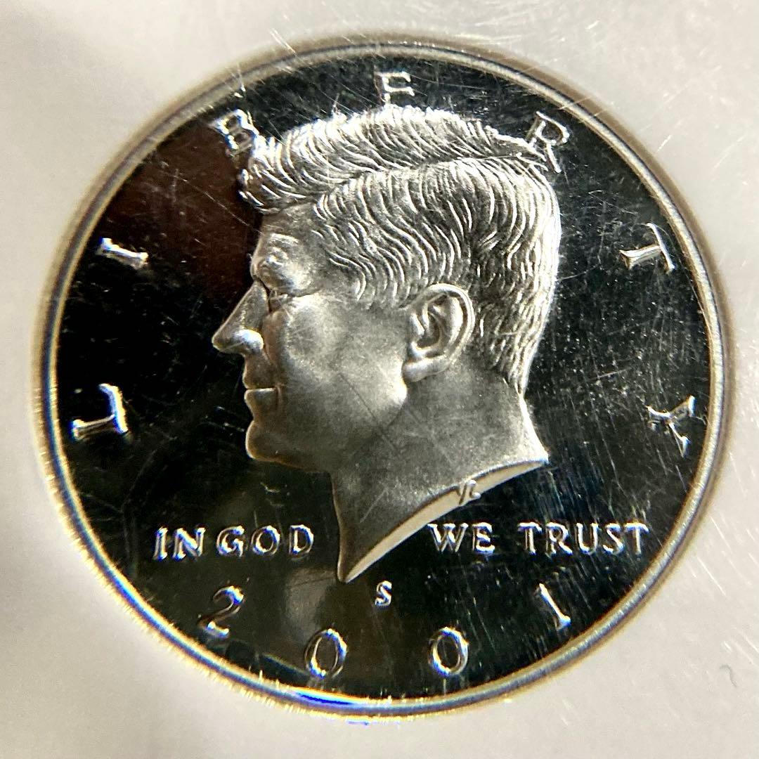 NGC準最高鑑定☆2001年ケネディ大統領ハーフダラープルーフ銀貨