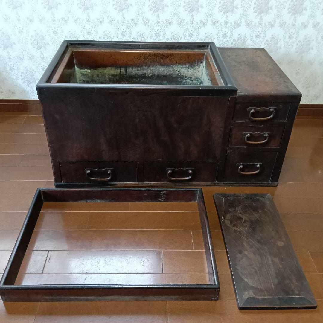 アンティーク　欅　長火鉢 中古品 天然木 木製 欅 無垢材 豆火鉢 火鉢 昭和レトロ 公田店 - メルカリ