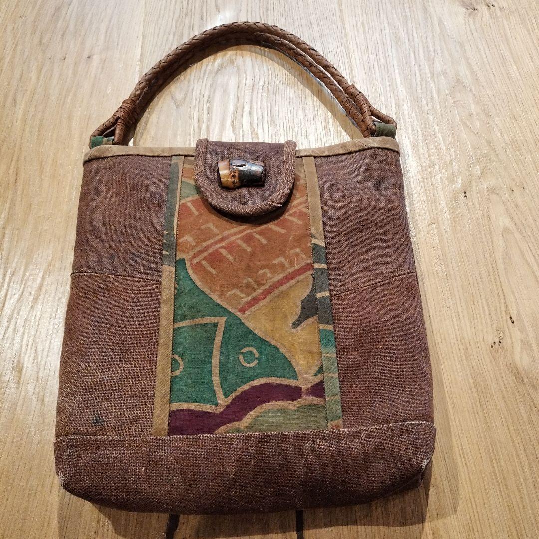 古布 酒袋 大漁旗柿渋染 トートバッグ 古布 酒袋 大漁旗柿渋染 トートバッグ