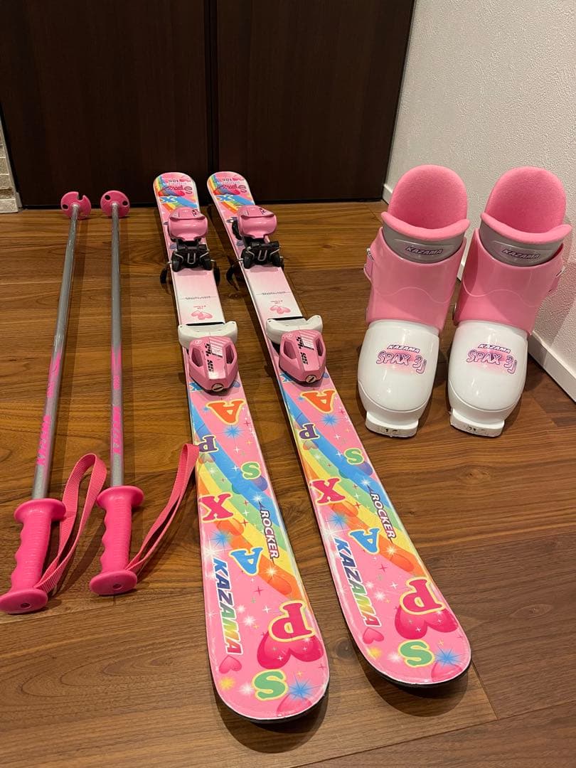 KAZAMA カザマ SPAX キッズ スキー106㎝ ストック ブーツ セット