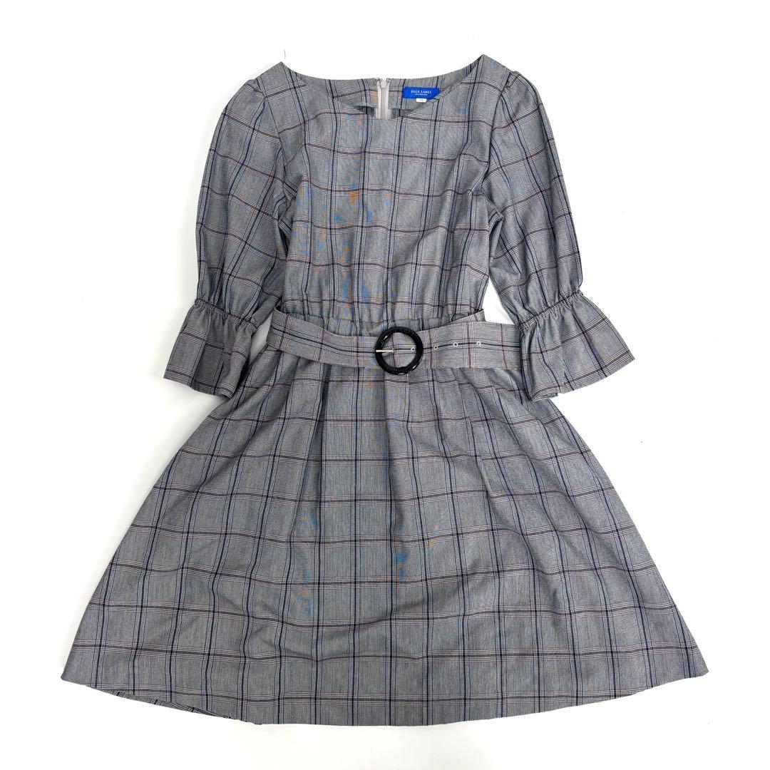 ブルーレーベルクレストブリッジ リネン混 ワンピース グレンチェック