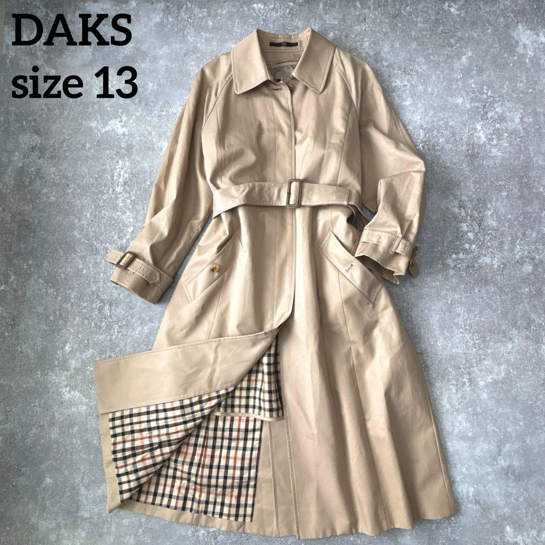美品　DAKS ダックス　ステンカラーコート　ウールライナー　ベルト付き　大きい DAKS - DAKS【ベージュ☆Lサイズ】ステンカラー コート ライナー付き