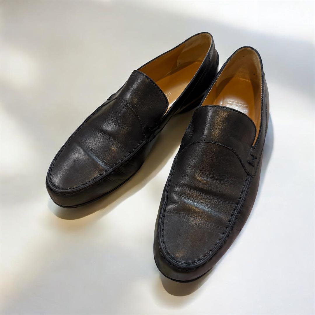 HERMES ローファー レザー スリッポン 38 HERMES / エルメス 牛革 スリッポン マッケイ製法 ダークブラウン