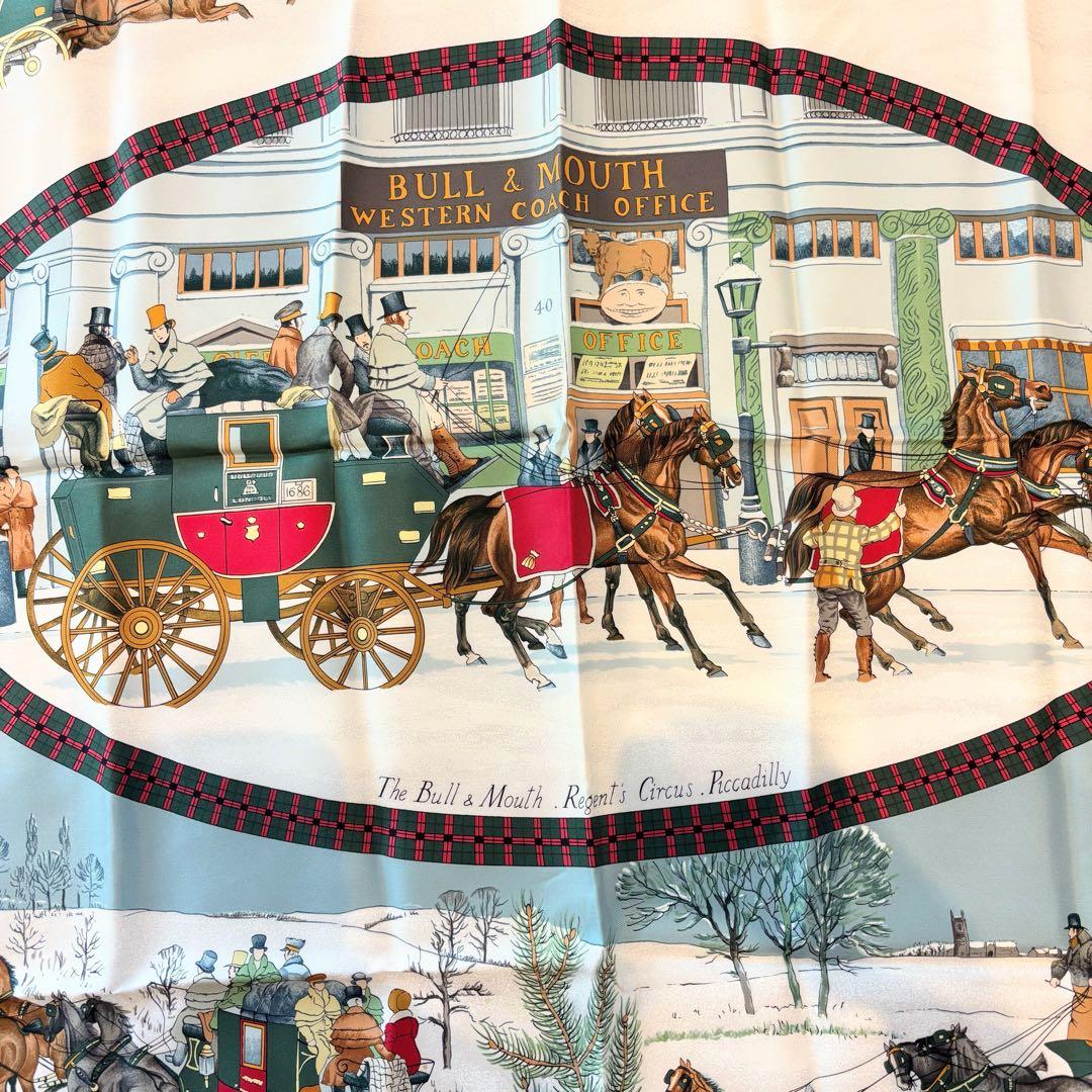 HERMES エルメス スカーフ カレ 90 シルク 冬の郵便馬車 雪景色 - メルカリ