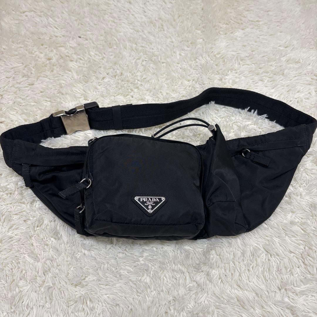 2/17〜20 出張の為、受取評価不可ナイロン　三角プレート 中古・古着通販】PRADA (プラダ) 三角プレートナイロンショルダー