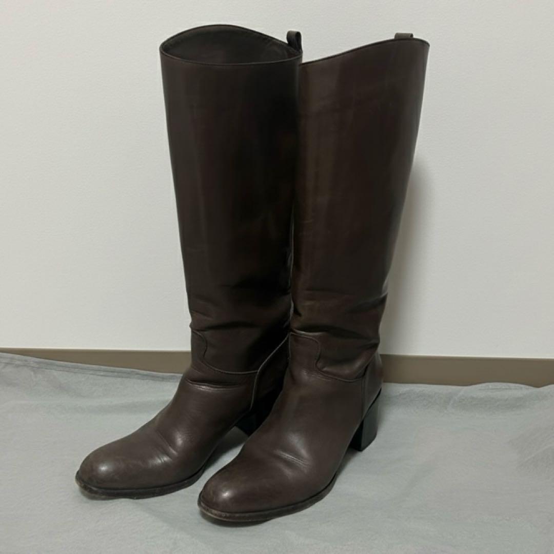 SARTORE サルトル ロングブーツ ブラウン 本革 サルトル SARTORE ラウンドトウベルテッドロングブーツ （ブラウン