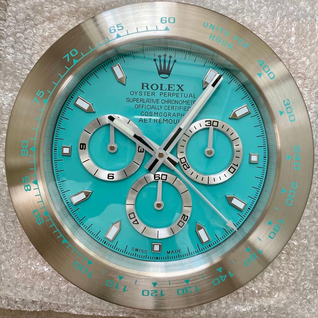海外販促品 新品 ROLEX掛け時計 デイトナ シルバー ／ブルー　美しいです！ ロレックスのアイスブルー文字盤。その特徴と代表モデルを紹介 | 高級