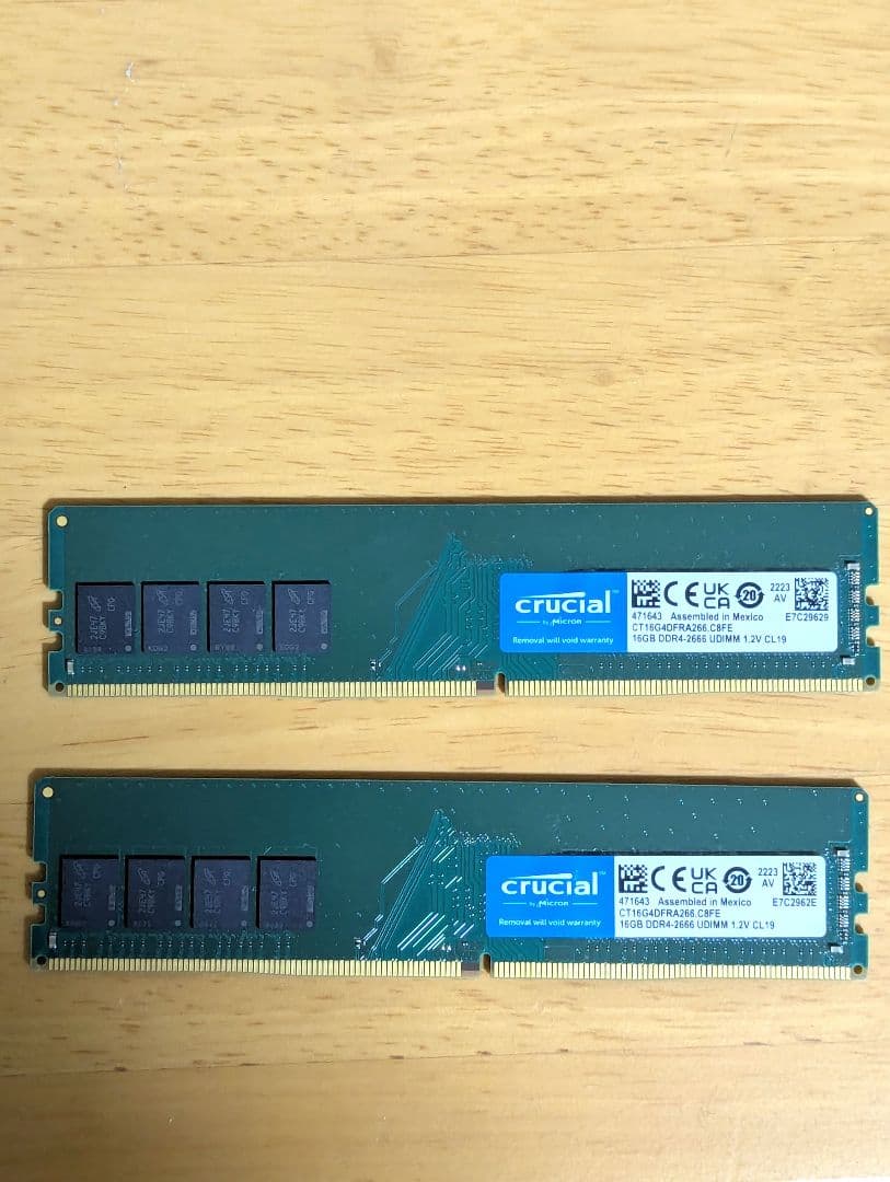 メモリー crucial DDR4 32GB(16x2) 2666Mhz Crucial 32GB Kit (16GB x 2) DDR4 2666 MT/s (PC4-21300) UDIMM 288