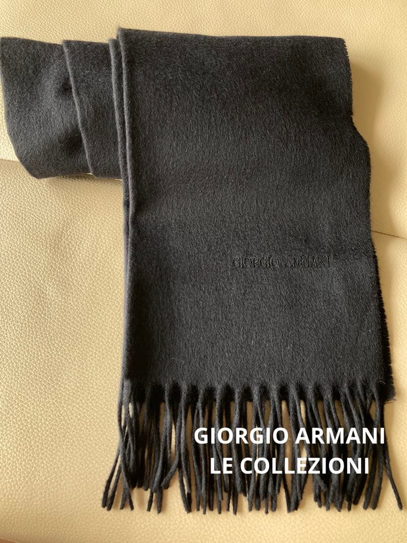 ジョルジオ アルマーニ GIORGIO ARMANI マフラー カシミヤ 黒 ジョルジオアルマーニ GIORGIO ARMANI カシミヤ100％ マフラー ロゴ