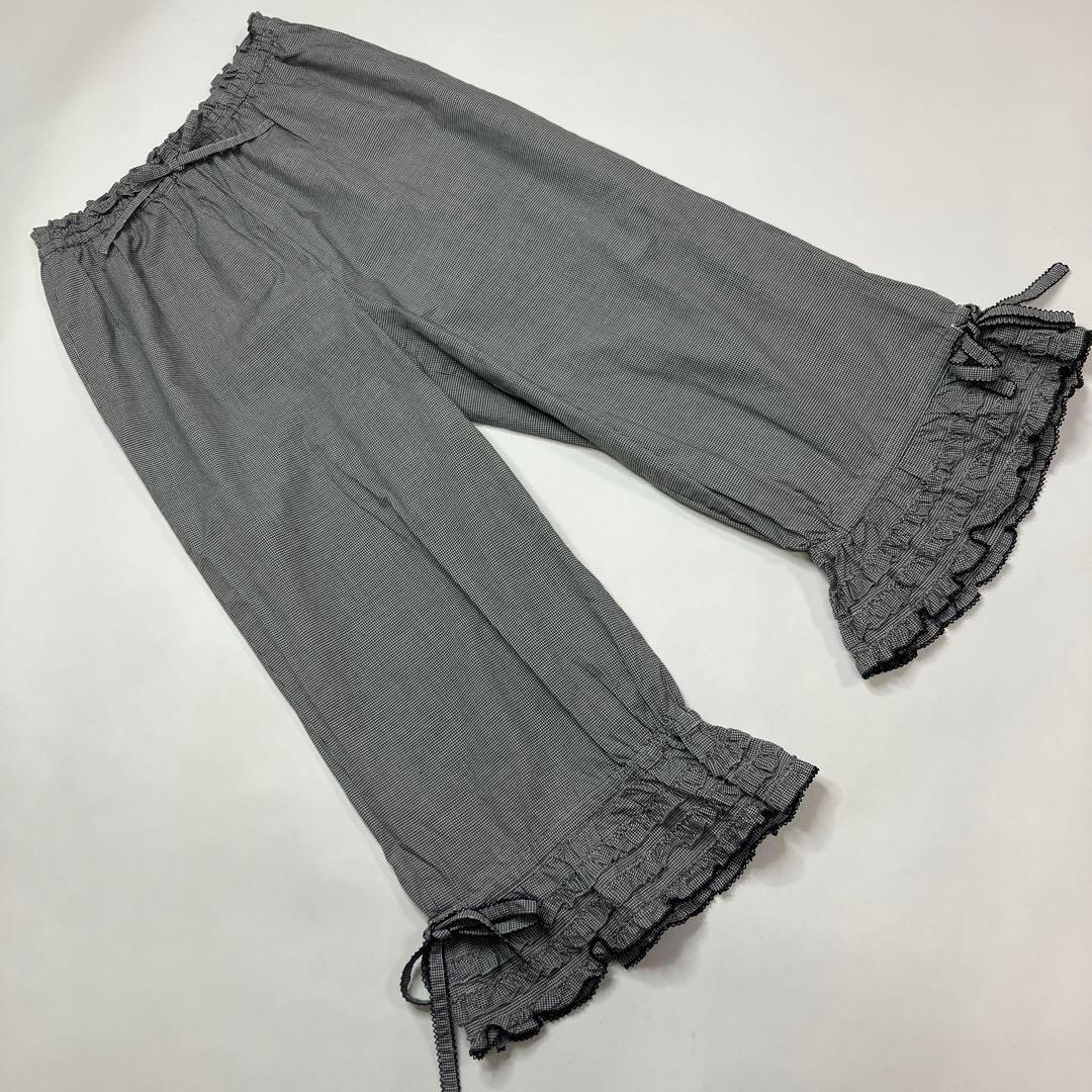 ピンクハウス 黒×白ギンガムチェック ピコフリル使い ドロワーズ 裾ギンガムチェック使いドロワーズ｜ピンクハウスオフィシャル