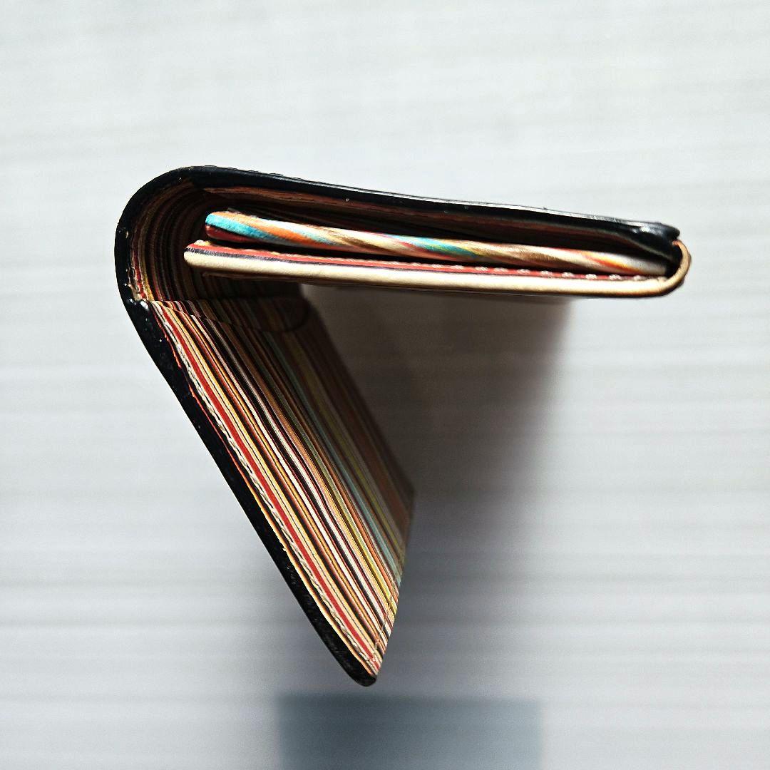 中古⭐ポールスミス 名刺入れ カードケース マルチストライプ×ブラック