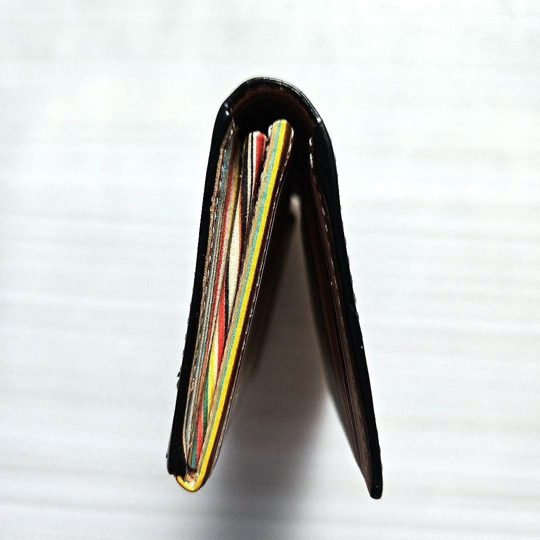中古⭐ポールスミス 名刺入れ カードケース マルチストライプ×ブラック