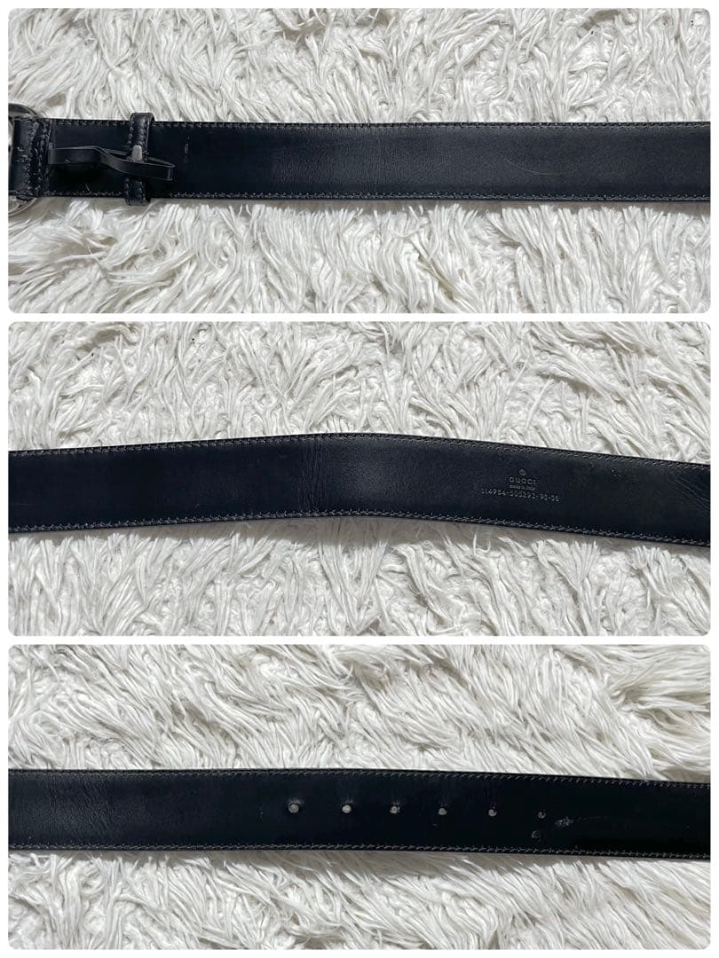 美品 GUCCI シマ GGバックル レザー ベルト 95/38 114984 - メルカリ