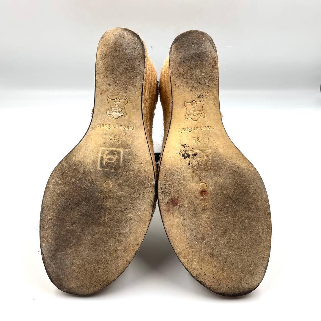 《超美品》シャネル ココマーク サンダル ウエッジソール エスパドリーユ 36