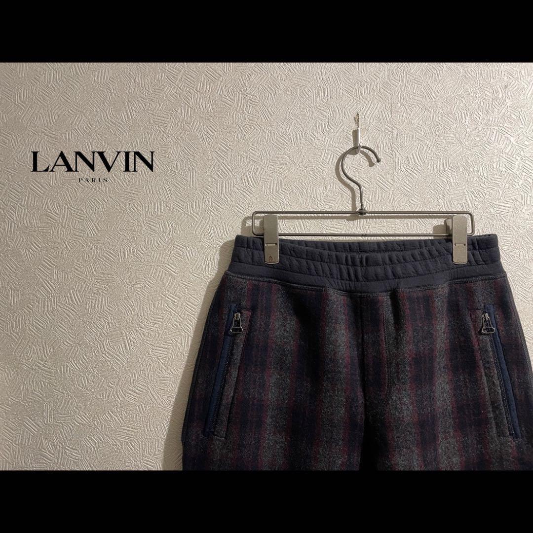 イタリア製 LANVIN ファーストライン オンブレ チェック ジョガー パンツ ポンチ素材 ジャージ ストレッチ スマートジョガーパンツ（スラックス
