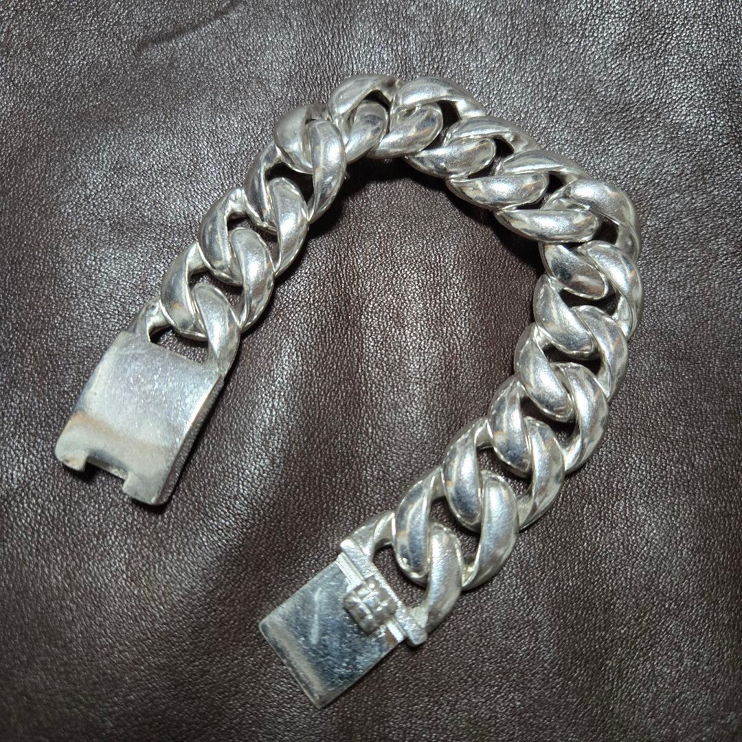 ヴィンテージブレスレット シルバー925 チェーン 約23cm メンズ 117g