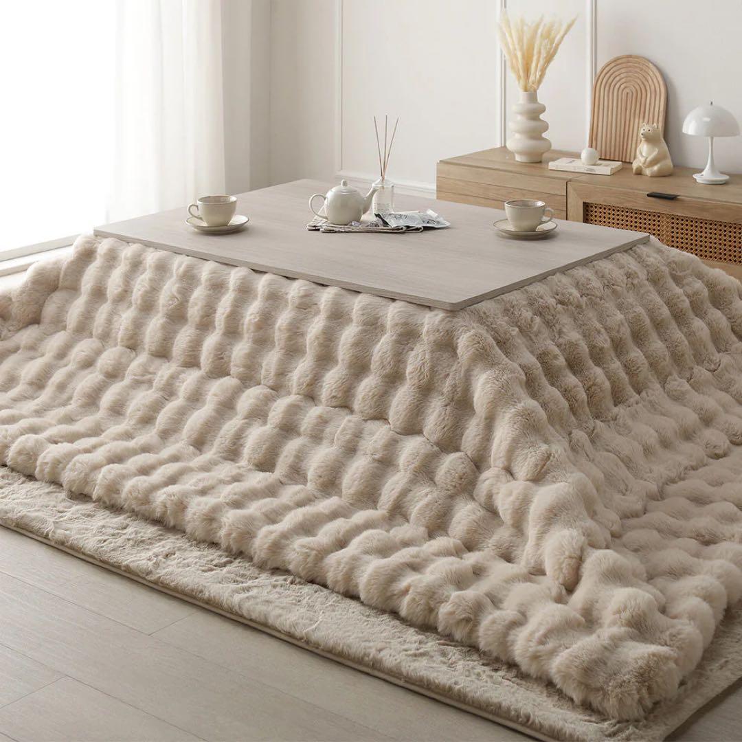 【新品】ふんわり包まれる 北欧風こたつ2点セット カジュアルこたつ 布団付き 2点セット 楕円テーブル+もこもこ布団 幅90