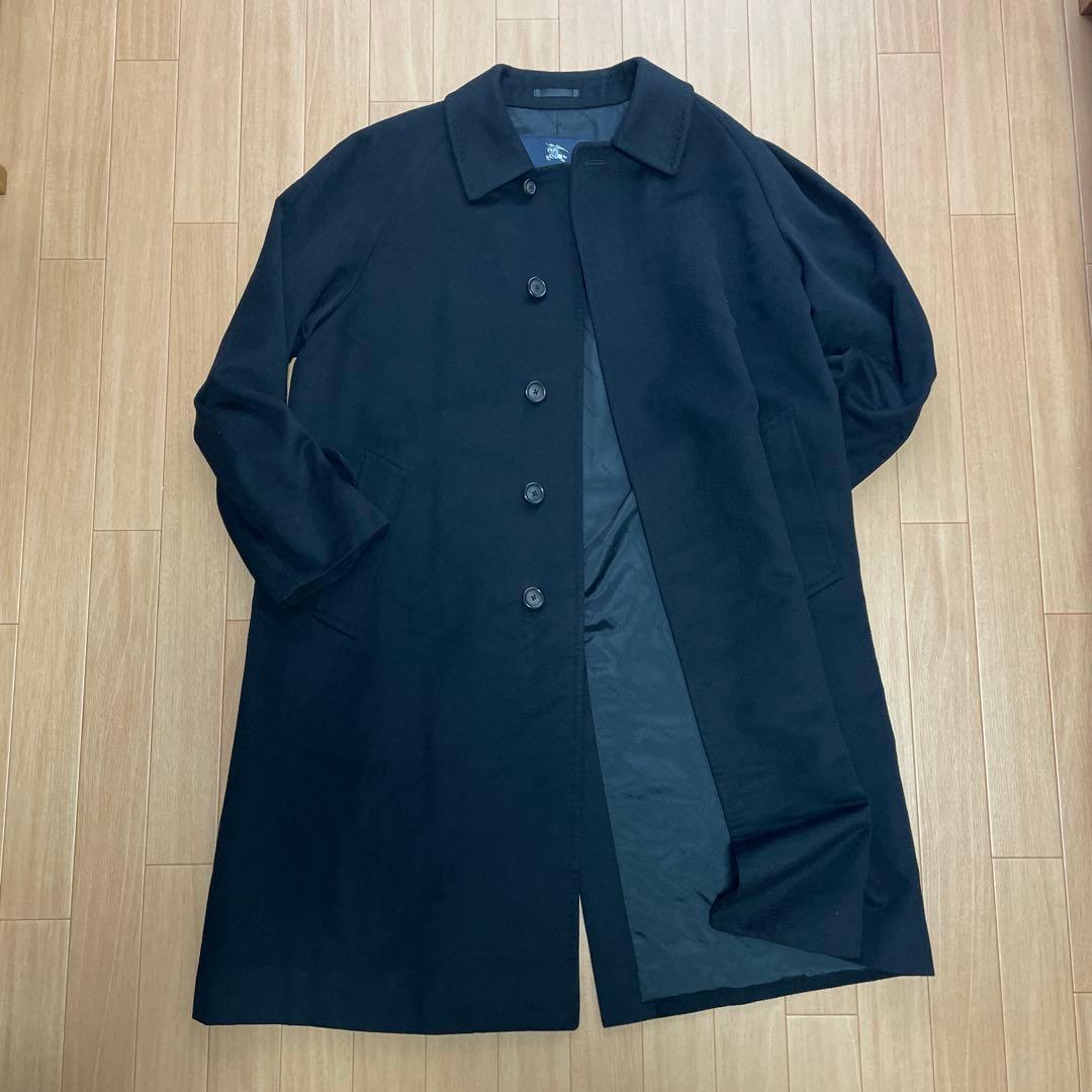 極美品　バーバリーロンドン　ステンカラーコート　カシミヤ　シルク　比翼　黒　L sankyo shokai（三京商会） [10%offクーポン]カシミヤ ステンカラー
