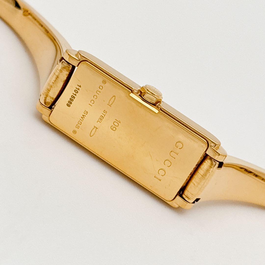 希少・電池新品】GUCCI 109 ゴールド 2Pダイヤ バングルウォッチ