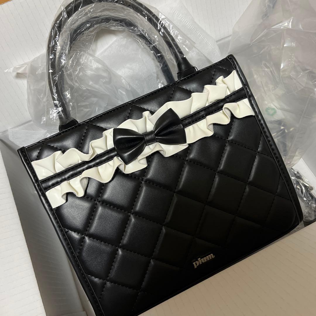 pium フロントフリルキルティング2wayトート ブラック