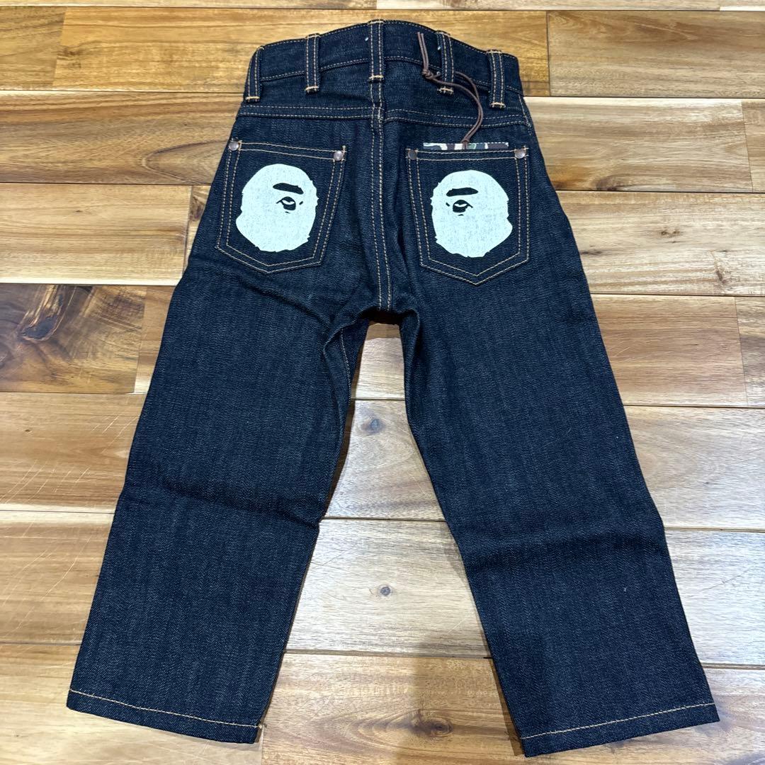 限定値下げ！！レア!! [新品未使用] BAPE KIDS デニムパンツ 100 A BATHING APE（アベイシングエイプ） パンツ BAPE EMBLEM DENIM PRINT