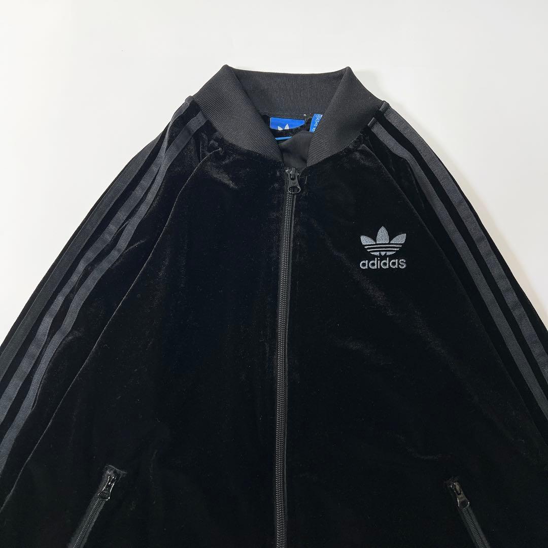 《美品》アディダス トラックジャケット SST ベロア 黒×緑 2XOTサイズ