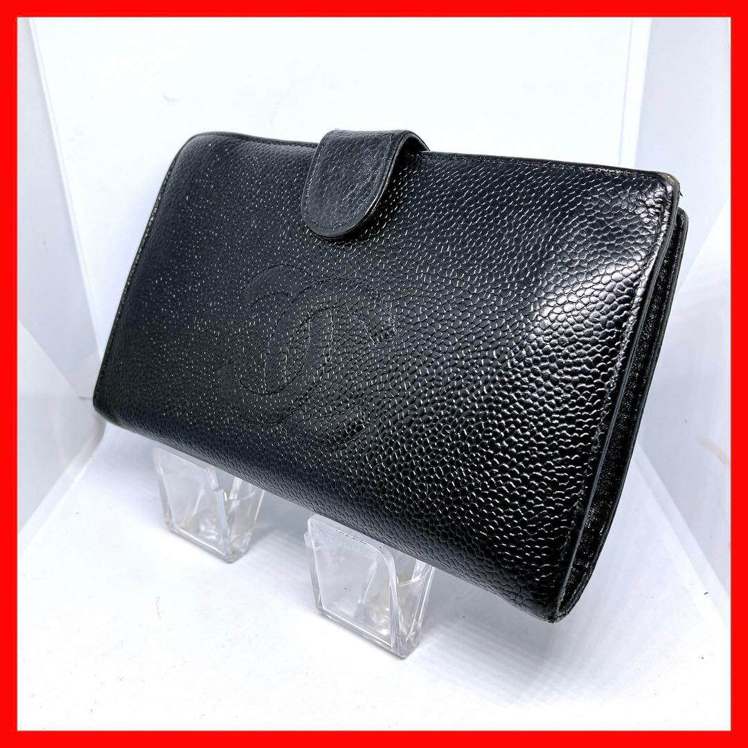 21 シャネル ココマーク キャビアスキン がま口 長財布 - メルカリ