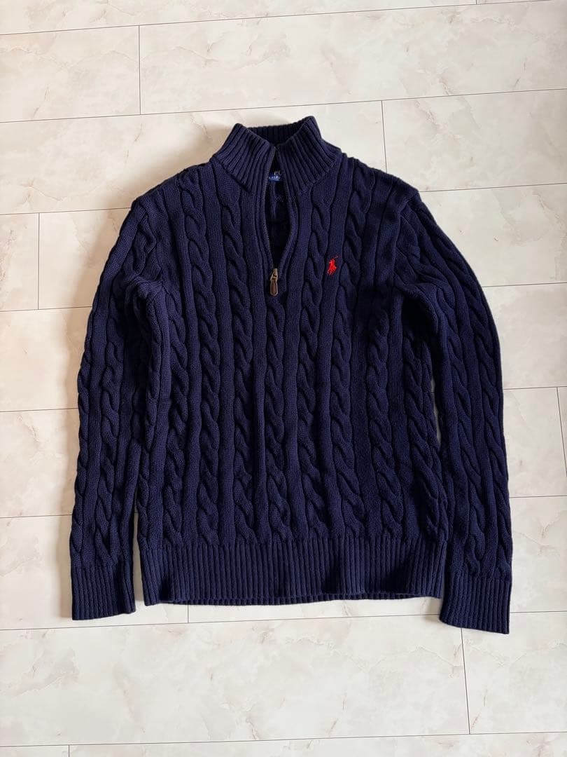 Polo Ralph Lauren ネイビー ケーブルニット XS - メルカリ
