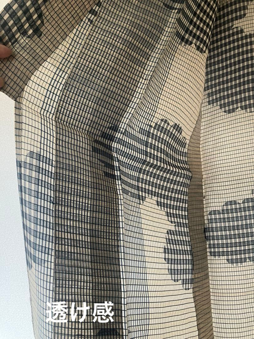 高級、越後片貝】貴重な細かなチェックの織模様、小千谷縮、時代物