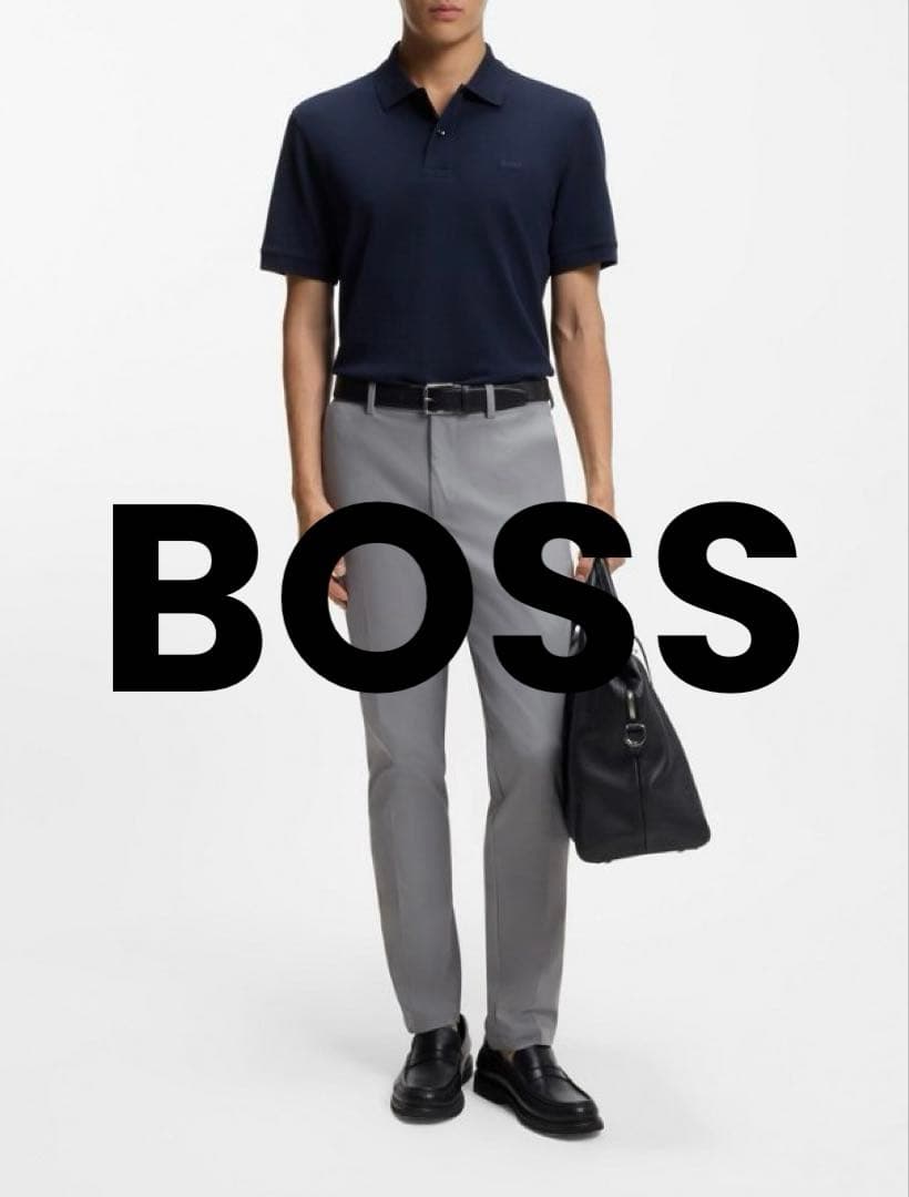 BOSS ボス ビジネス スラックス パンツ ライトグレー 48 HUGO BOSS (ヒューゴボス) ウール混 スリムフィット ノータック