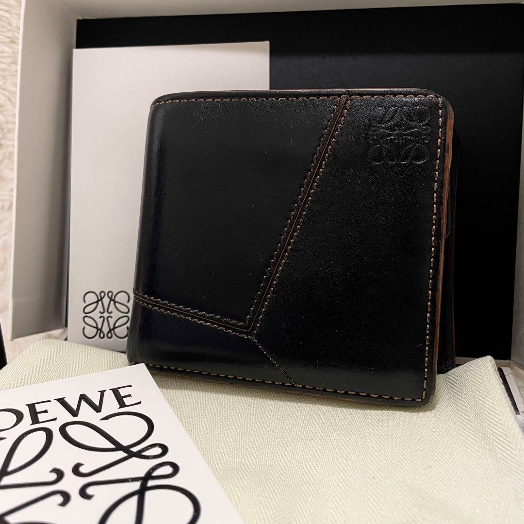 箱付き LOEWE ロエベ パズル バイフォールド 二つ折り財布 ブラック LOEWE（ロエベ） 財布 二つ折り 小銭入れ付き 565501X02 バイ