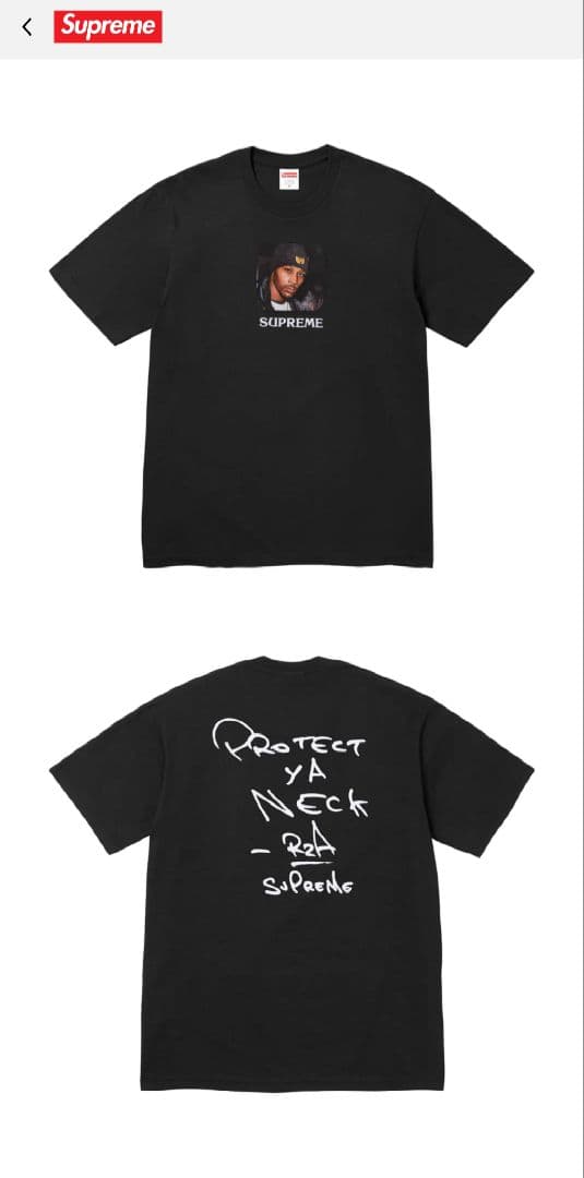 Supreme Wu-Tang Clan RZA Tee Mサイズ ブラック - メルカリ