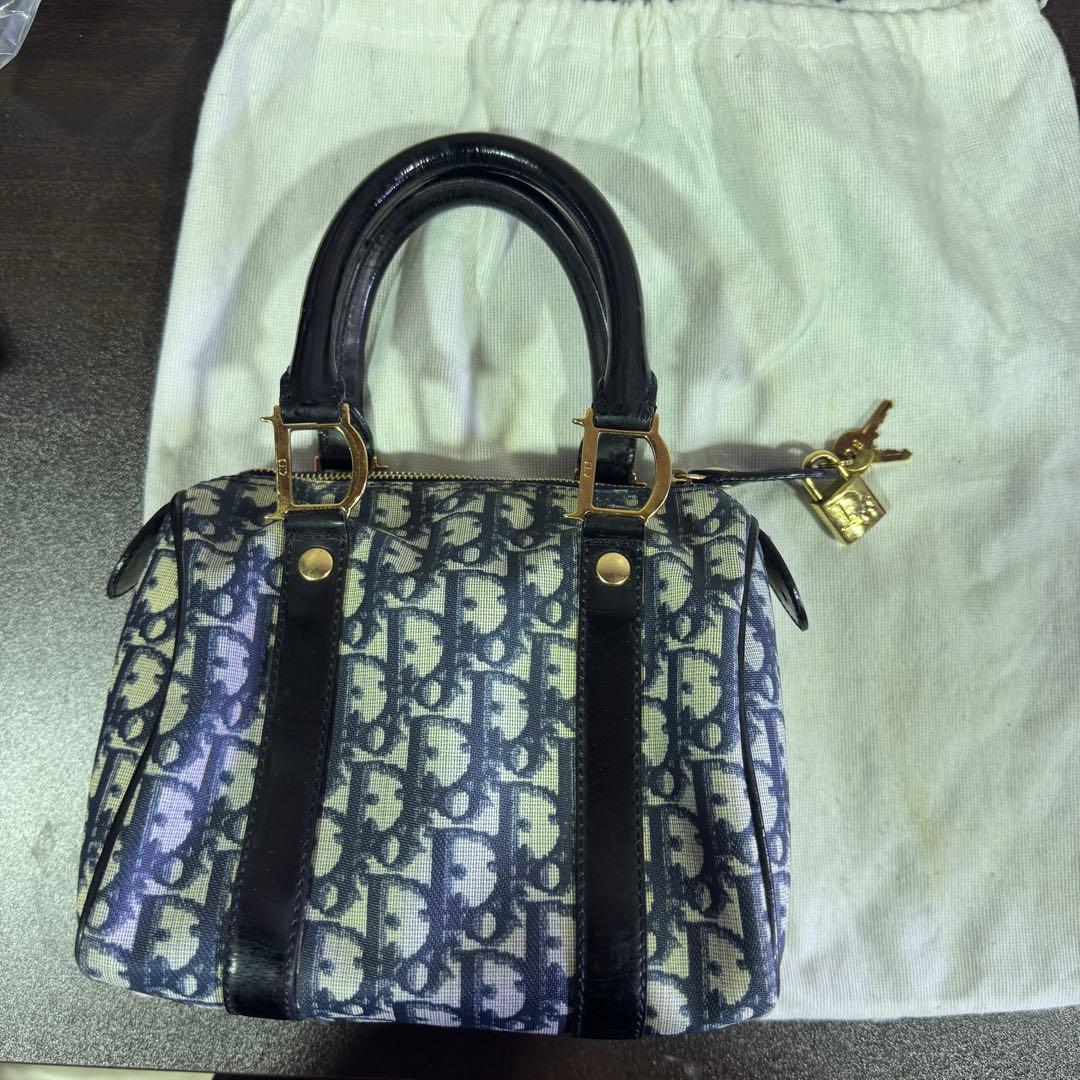 GA32 Christian Dior ディオール ハンドバッグ トロッター Christian Dior トロッター ミニ ハンドバッグ ブラック シルバー