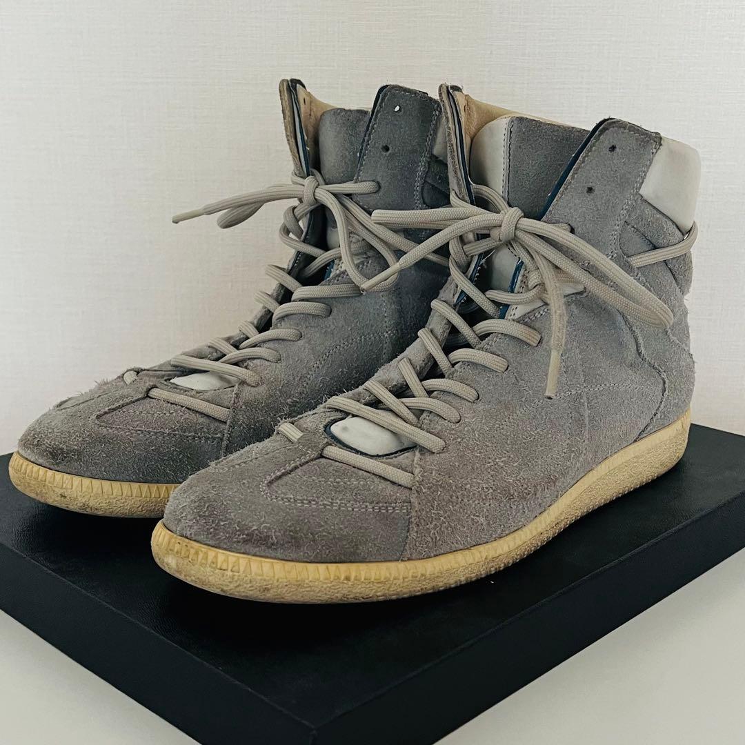 【26cm相当】Margiela マルジェラ スエード ハイカット スニーカー メゾンマルジェラ レザー×スエード ハイカットスニーカー 44 メンズ